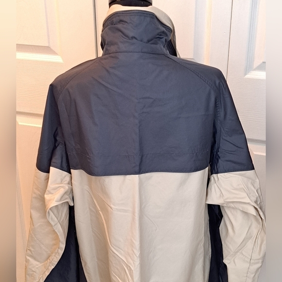 Columbia Tan & Blue Colorblock Rain Jacket    Size XL - Picture 3 of 10